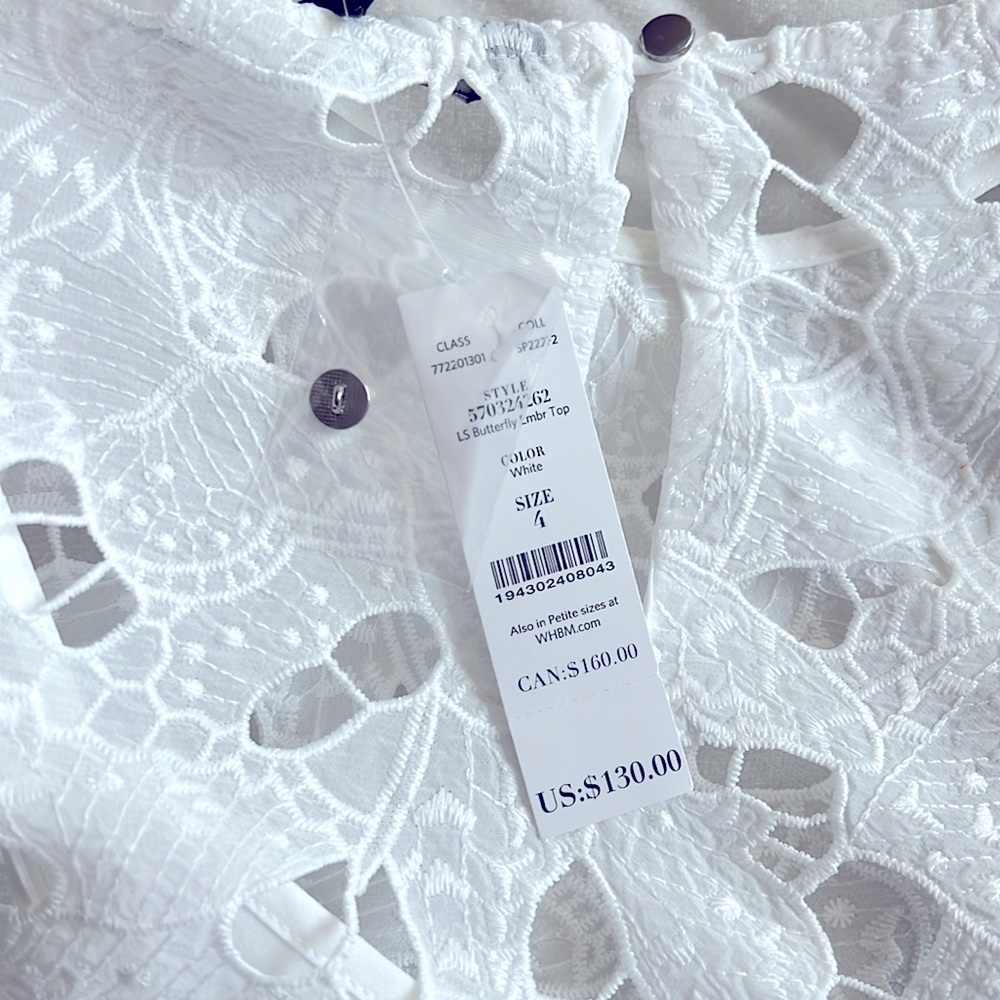NWT White House Black Market Butterfly Embroidered Top - Picture 8 of 14